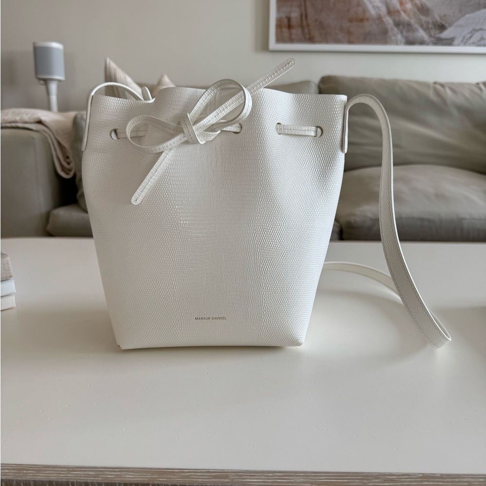 Mansur Gavriel White Shoulder Bag with Minimalist Design
